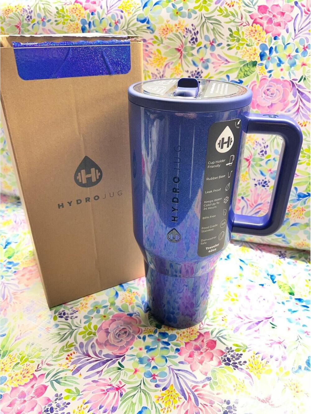 Hydrojug 40oz Traveler, GLAM/Blue, Sold Out Cat-Eye Collection-New in Box